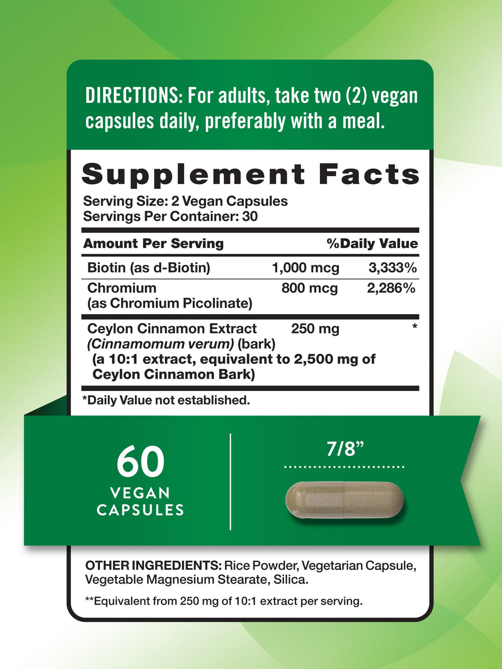 Nature's Truth vegan capsules with biotin and chromium; enhanced formula