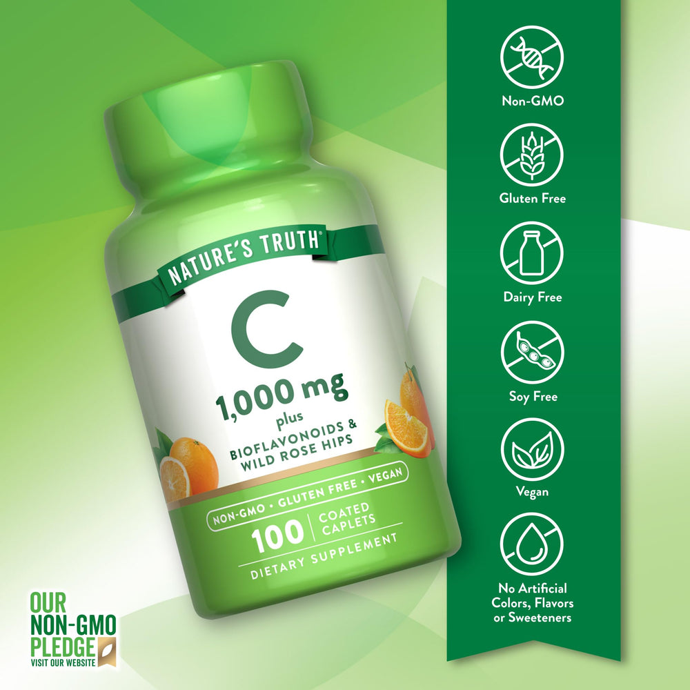 Nature's Truth vegan supplement label communicates clean, allergen-free ingredients.