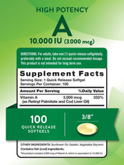 Nature's Truth Vitamin A softgels bottle side showing convenient daily dose.