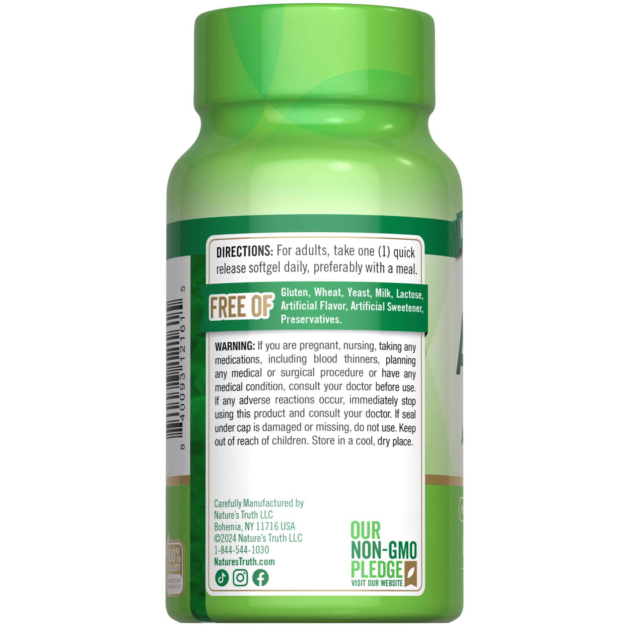 Nature's Truth Vitamin ADK morning-use guidance promotes consistent daily routine