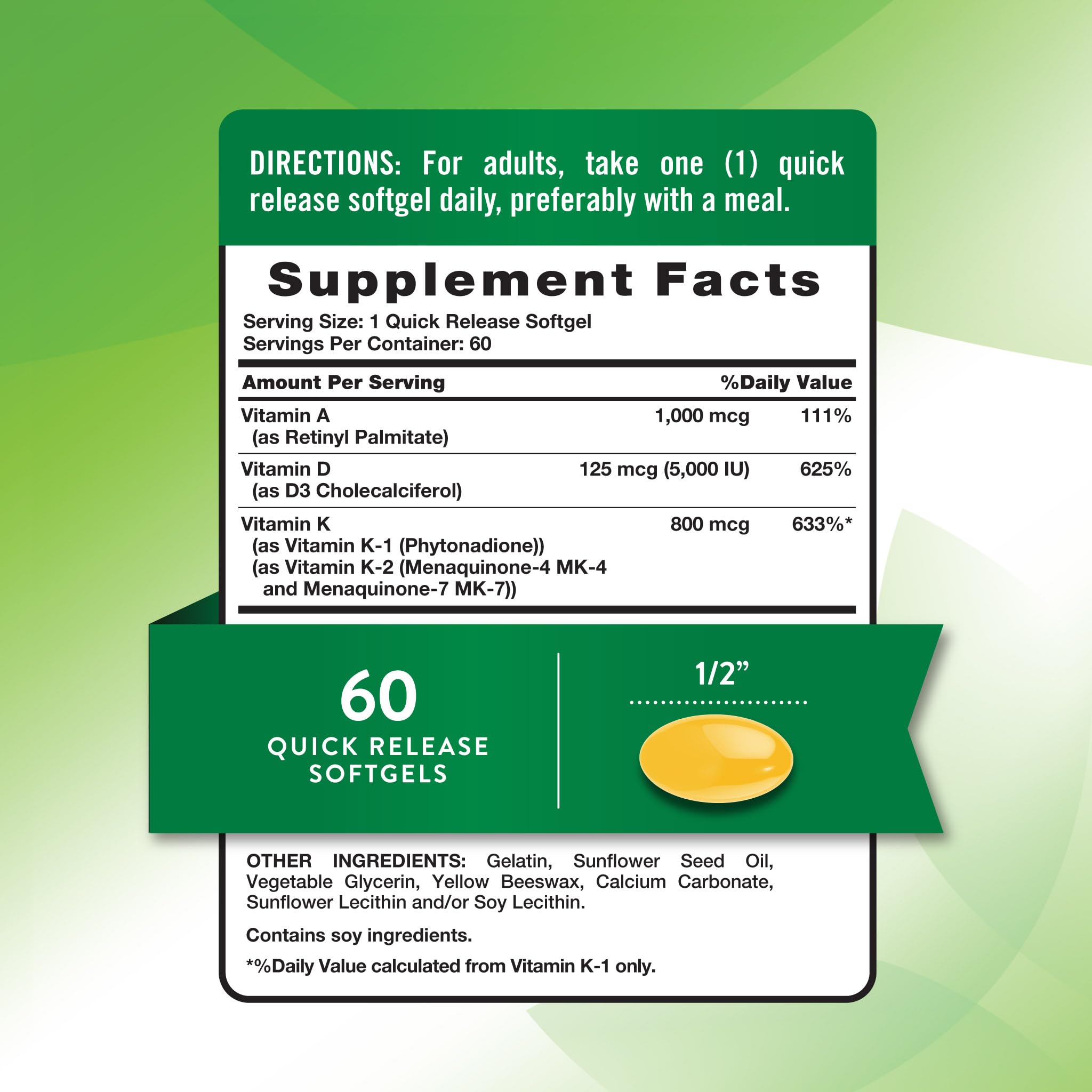 Nature's Truth Vitamin ADK softgel pour demonstrates easy daily intake