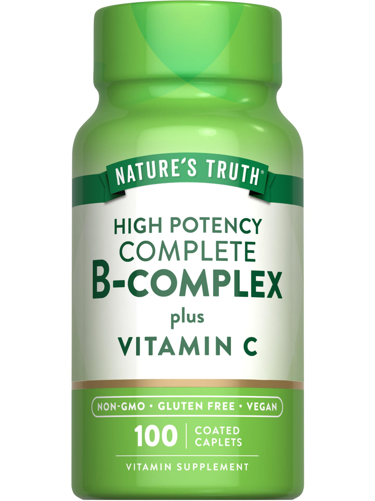 Nature's Truth Vitamin B Complex Plus C caplets bottle close-up for daily energy support