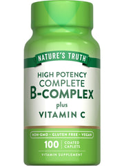 Nature's Truth Vitamin B Complex Plus C caplets bottle close-up for daily energy support