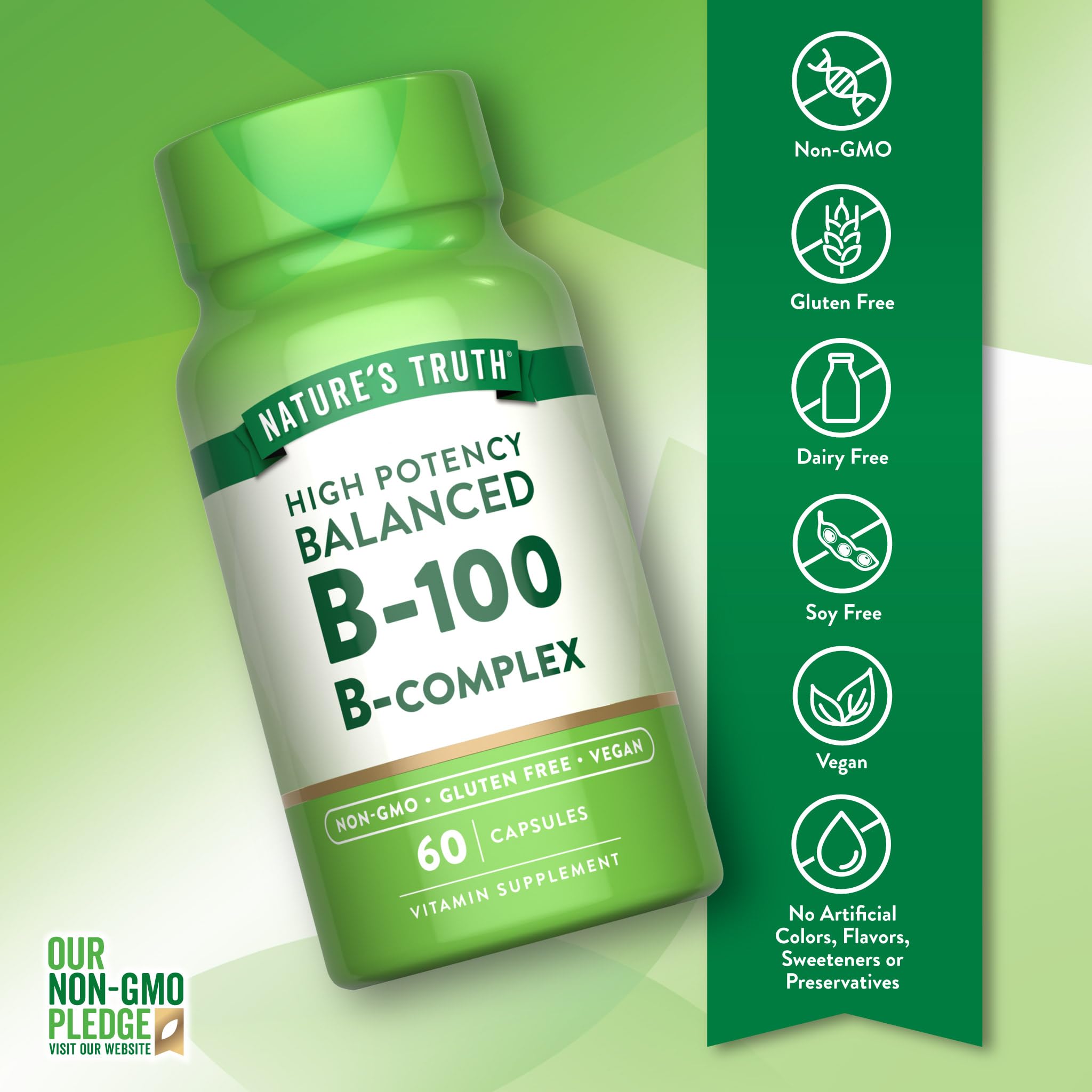 Close-up of vegan capsules in Nature's Truth bottle.