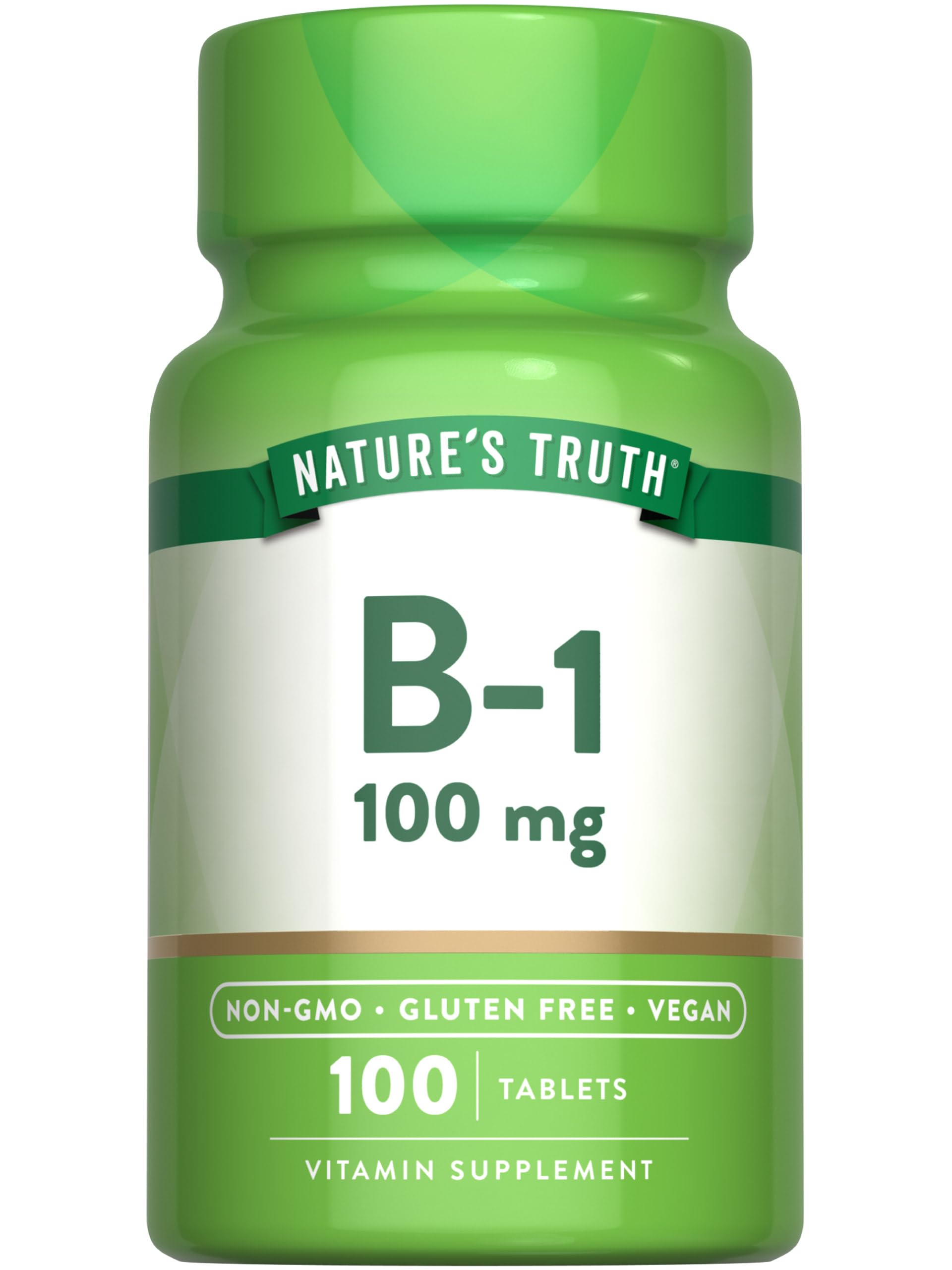 Nature's Truth Vitamin B1 100mg tablets closeup for daily energy support