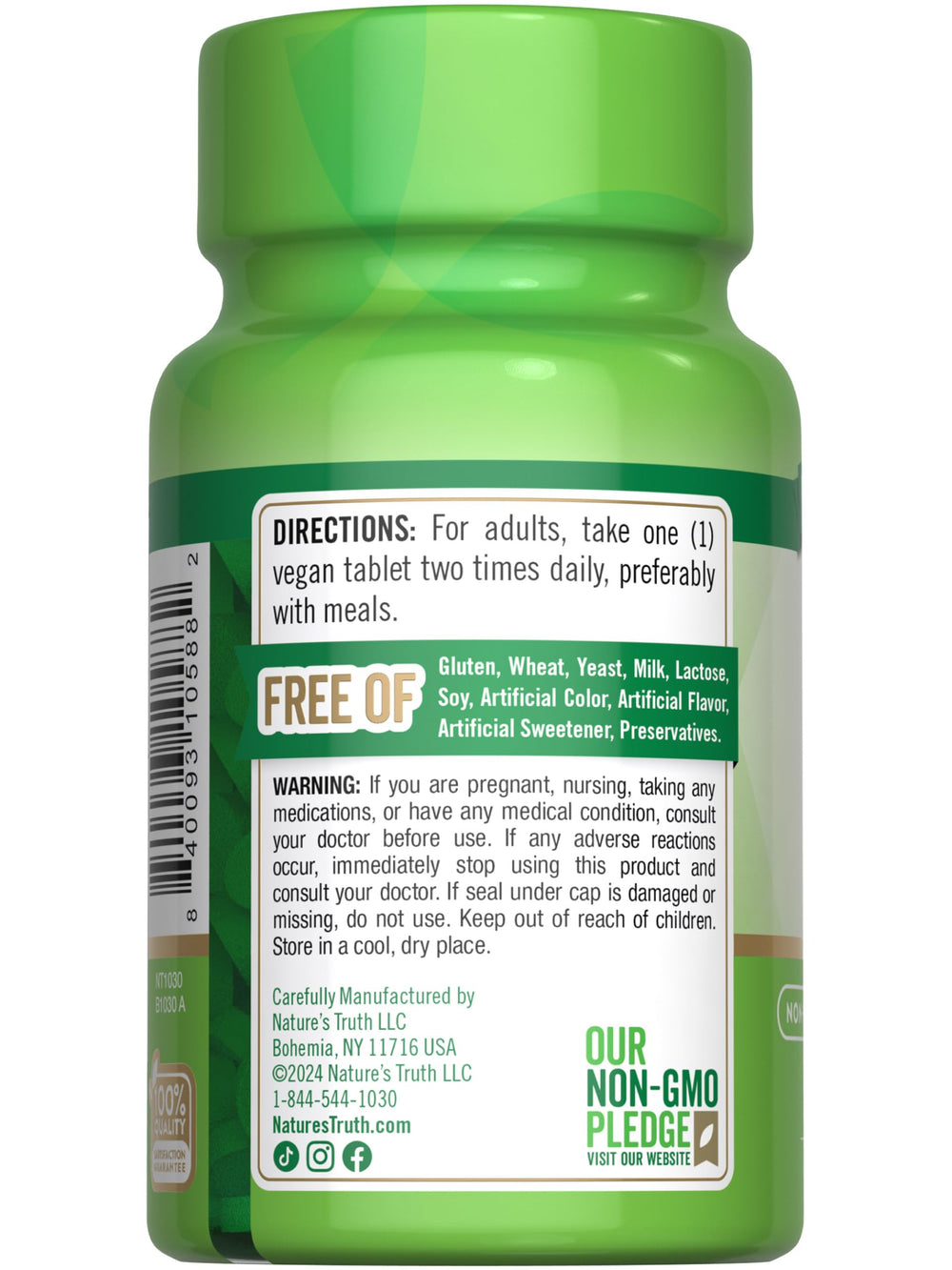 Nature's Truth Vitamin B1 tablets being poured from bottle for daily use