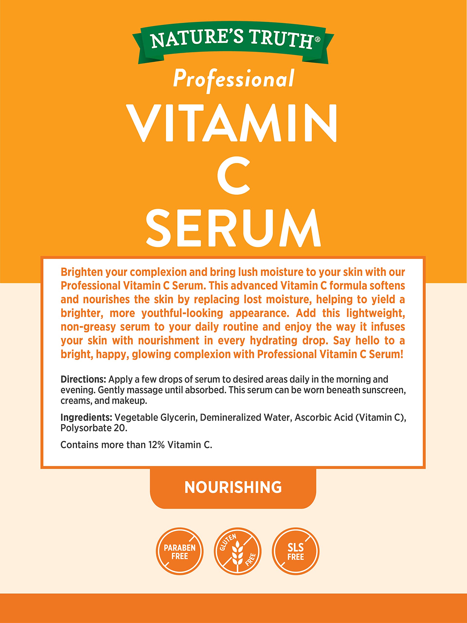 Nature's Truth Vitamin C Serum dropper close-up highlighting fast-absorbing formula