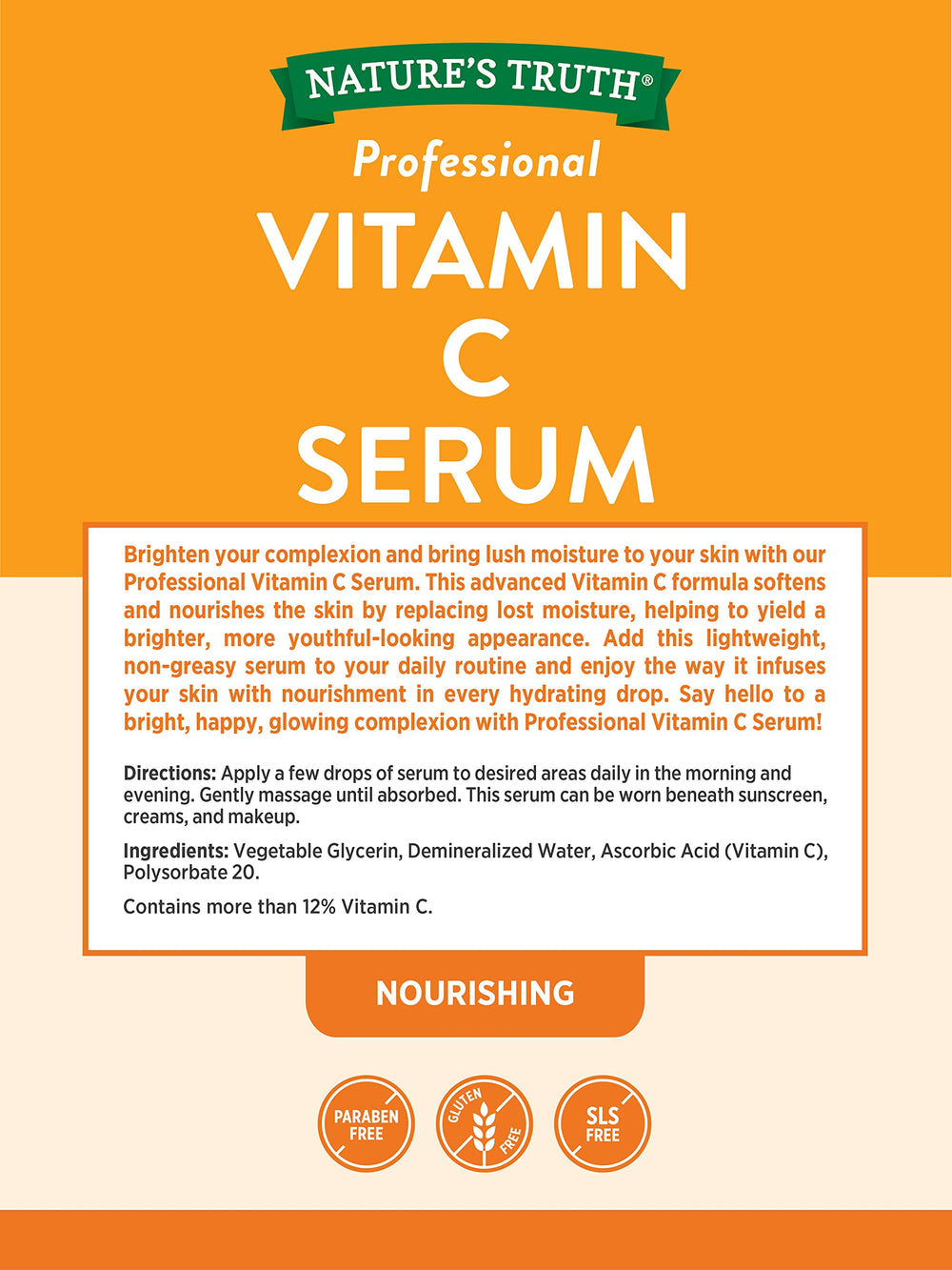 Nature's Truth Vitamin C Serum dropper close-up highlighting fast-absorbing formula