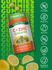 Nature's Truth Vitamin C Gummies with Zinc label shows 250 mg C and 11 mg Zinc