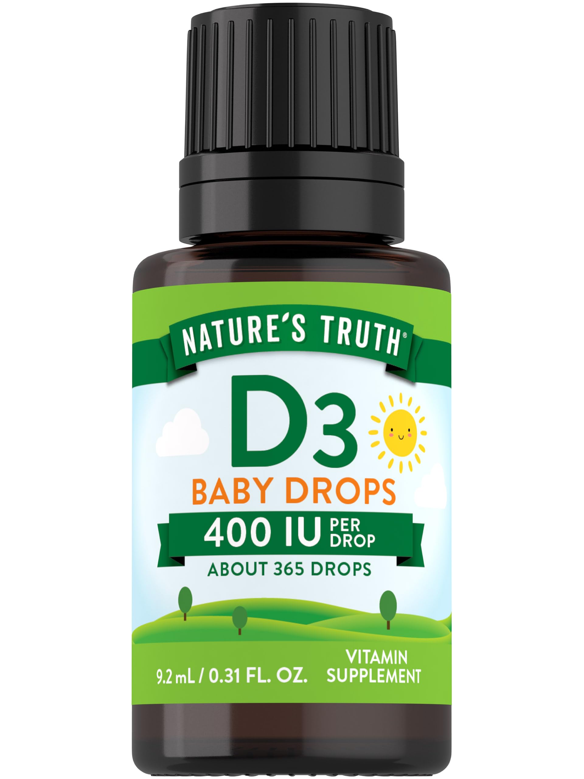 Nature's Truth Vitamin D Drops for Infants bottle front showing 400 IU per dose