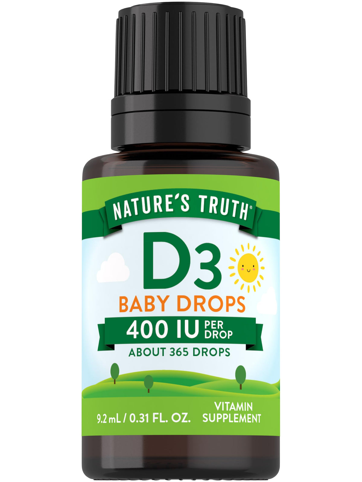 Nature's Truth Vitamin D Drops for Infants bottle front showing 400 IU per dose