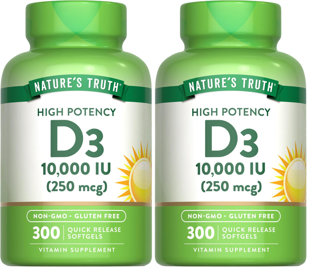 Nature's Truth Vitamin D3 10000 IU bottle front for daily wellness.