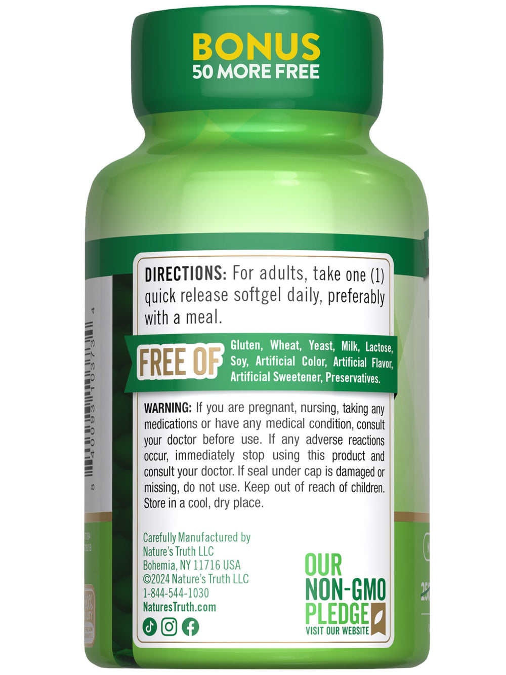 Nature's Truth Vitamin D3 2000 IU dosage information visible on bottle.