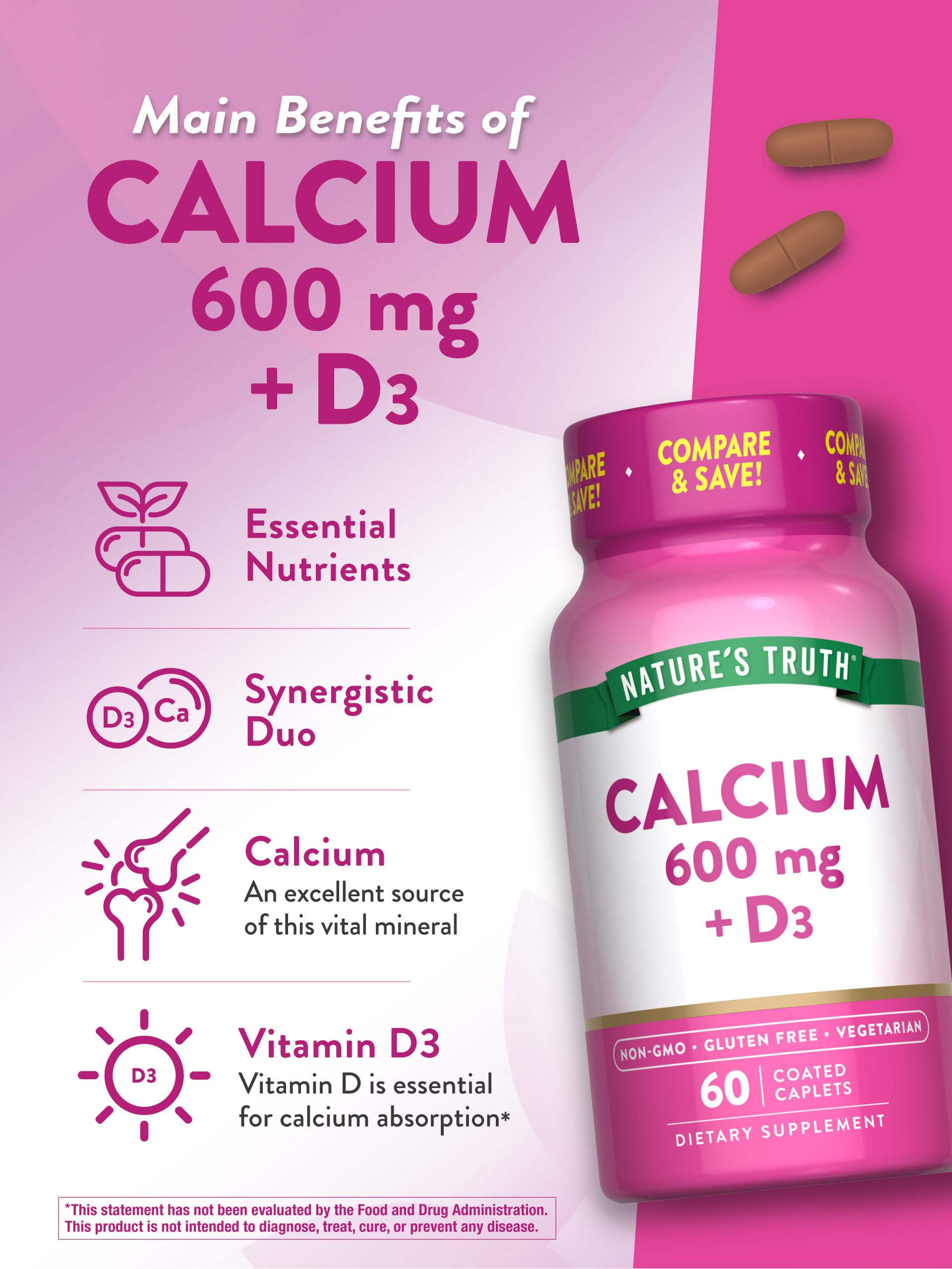 Arrangement of product with usage-ready caplets showing compact daily supplement.