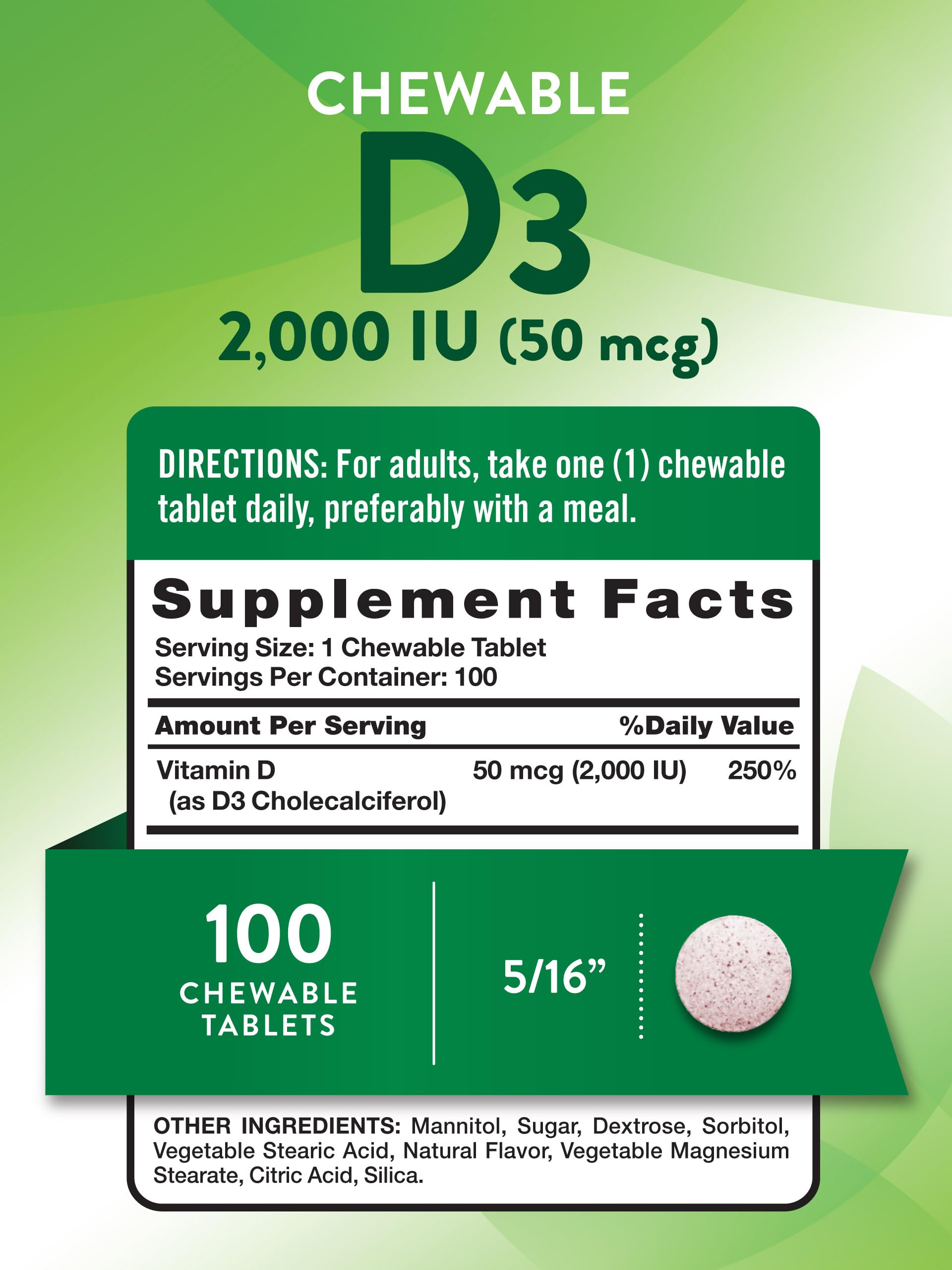 Nature's Truth vitamin D3 berry chewables pack packaging shows gluten-free allergen-free formulation.