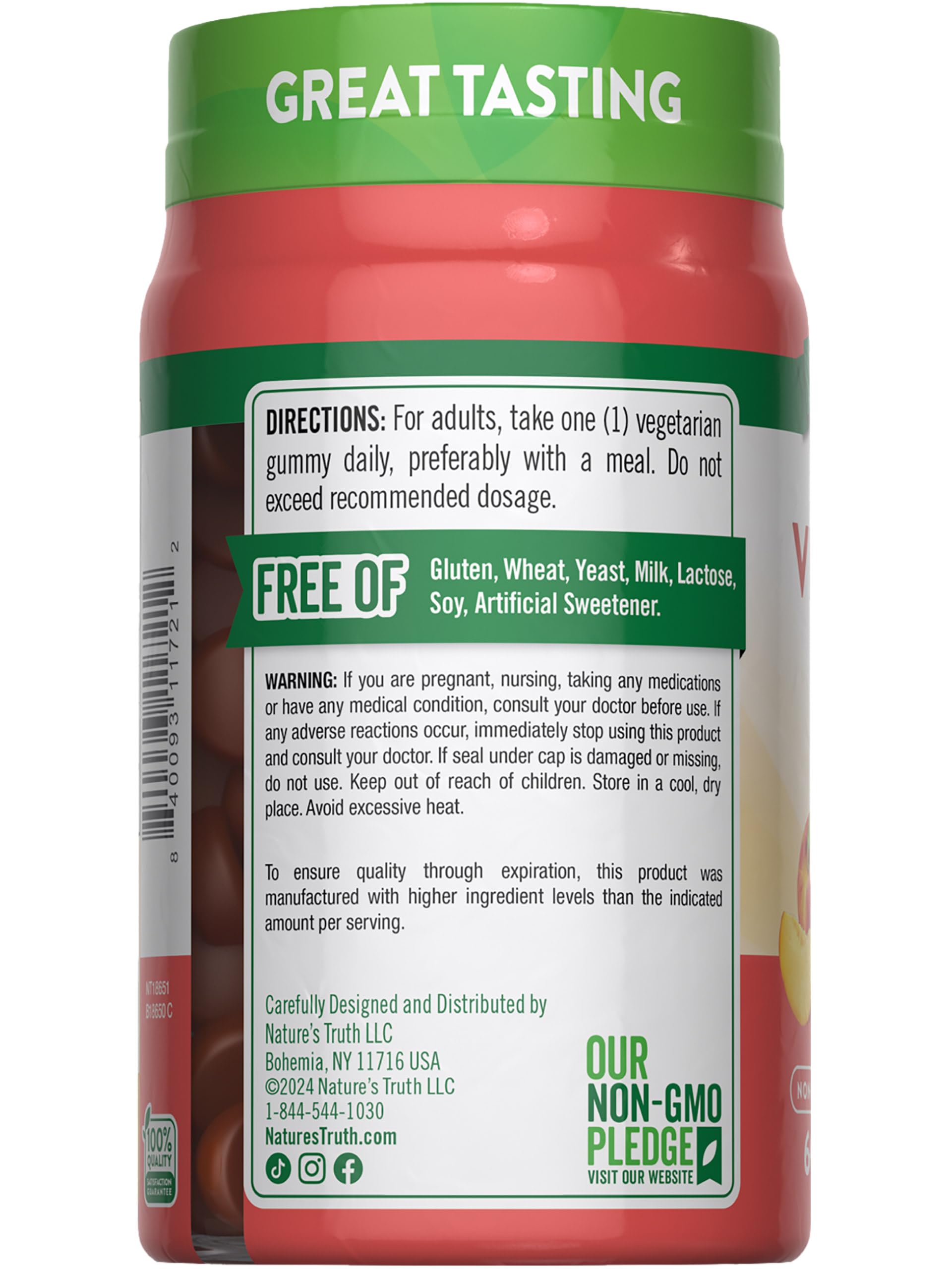 Nature's Truth Vitamin D3 Gummies peach daily use promotes convenient supplementation.
