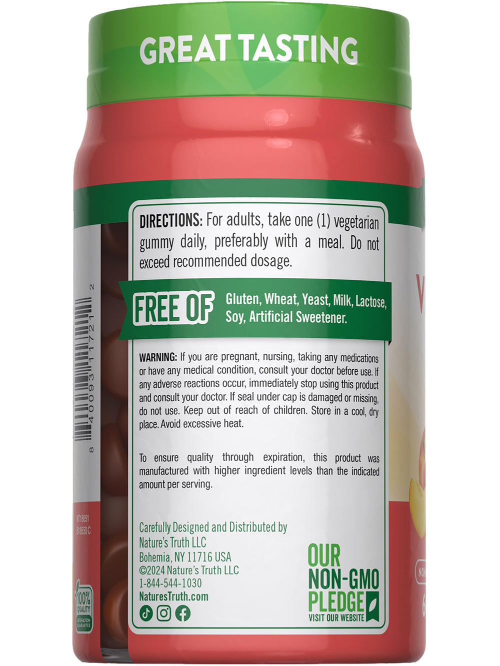Nature's Truth Vitamin D3 Gummies peach daily use promotes convenient supplementation.