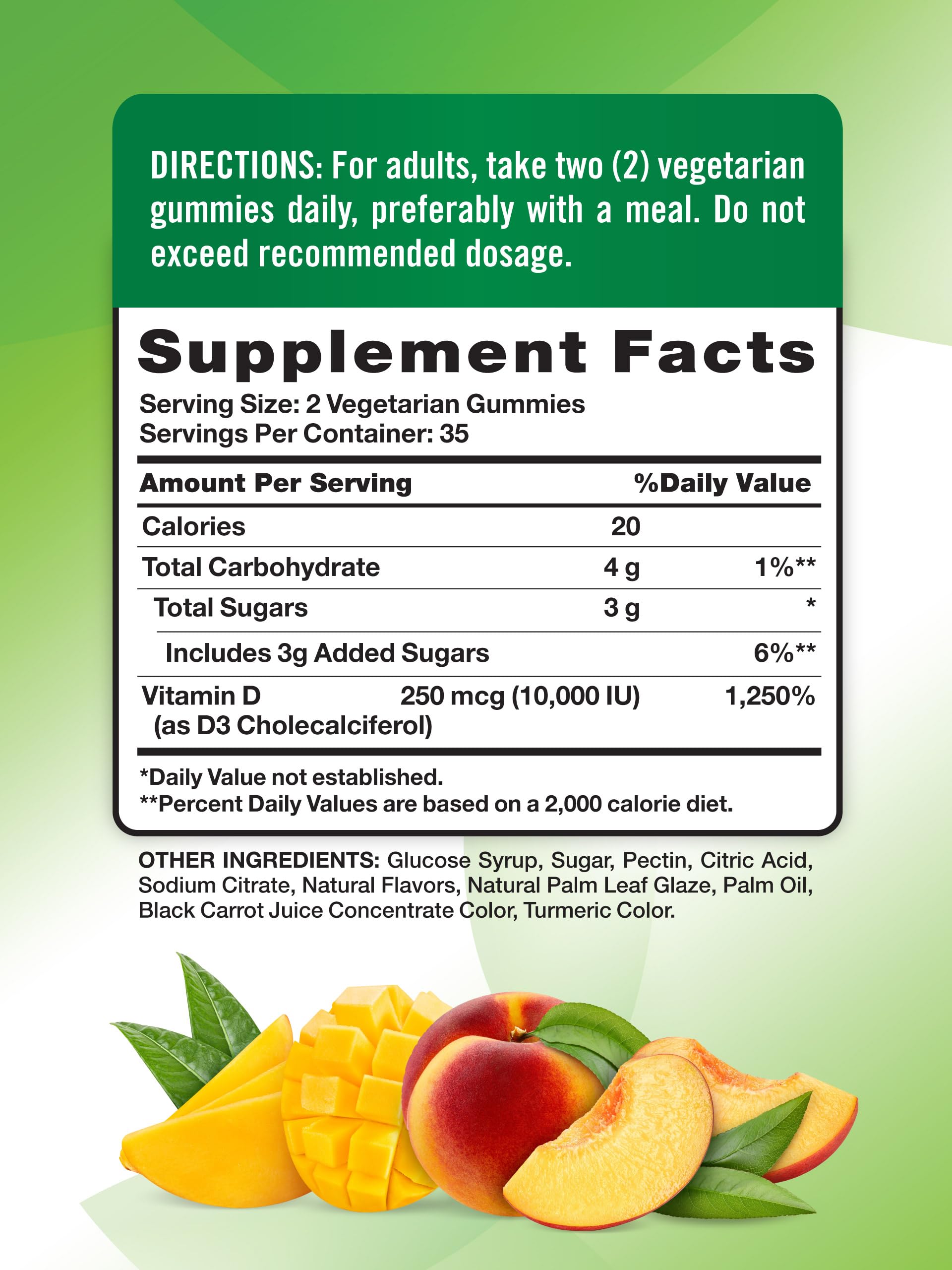 Nature's Truth vitamin D3 gummies close-up showing peach mango texture for enjoyable daily intake
