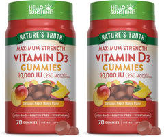 Nature's Truth vitamin D3 gummies bottle with peach mango flavor for daily convenience