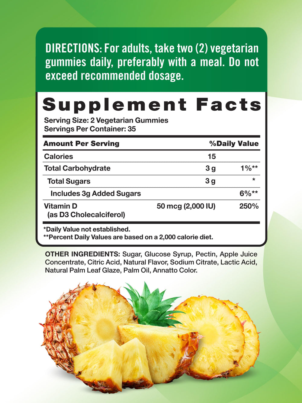 Close-up of Nature's Truth D3 gummies pineapple texture and taste
