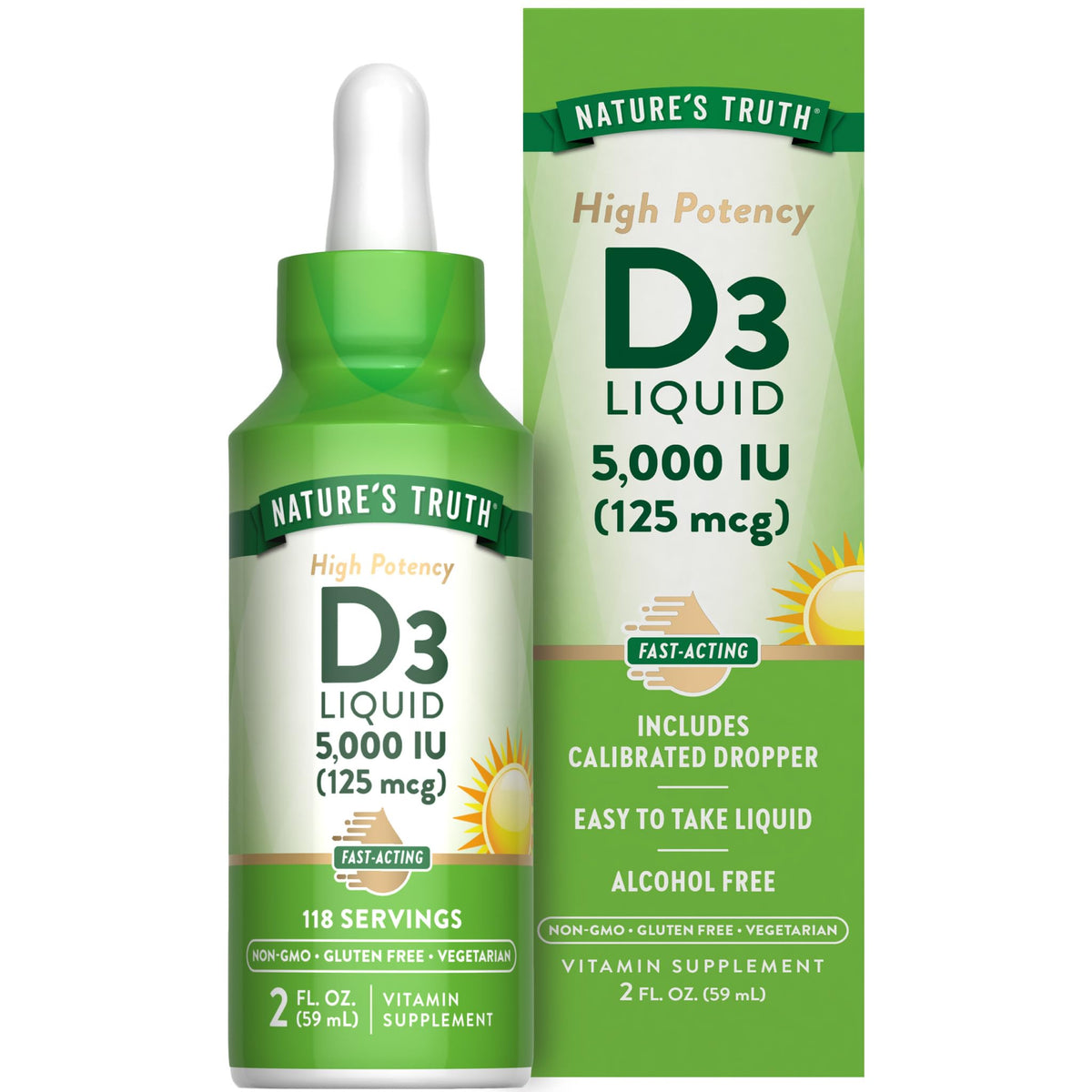 Nature's Truth Vitamin D3 Liquid bottle-hero for daily vitamin intake.