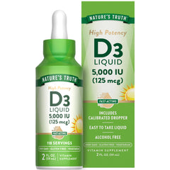 Nature's Truth Vitamin D3 Liquid bottle-hero for daily vitamin intake.