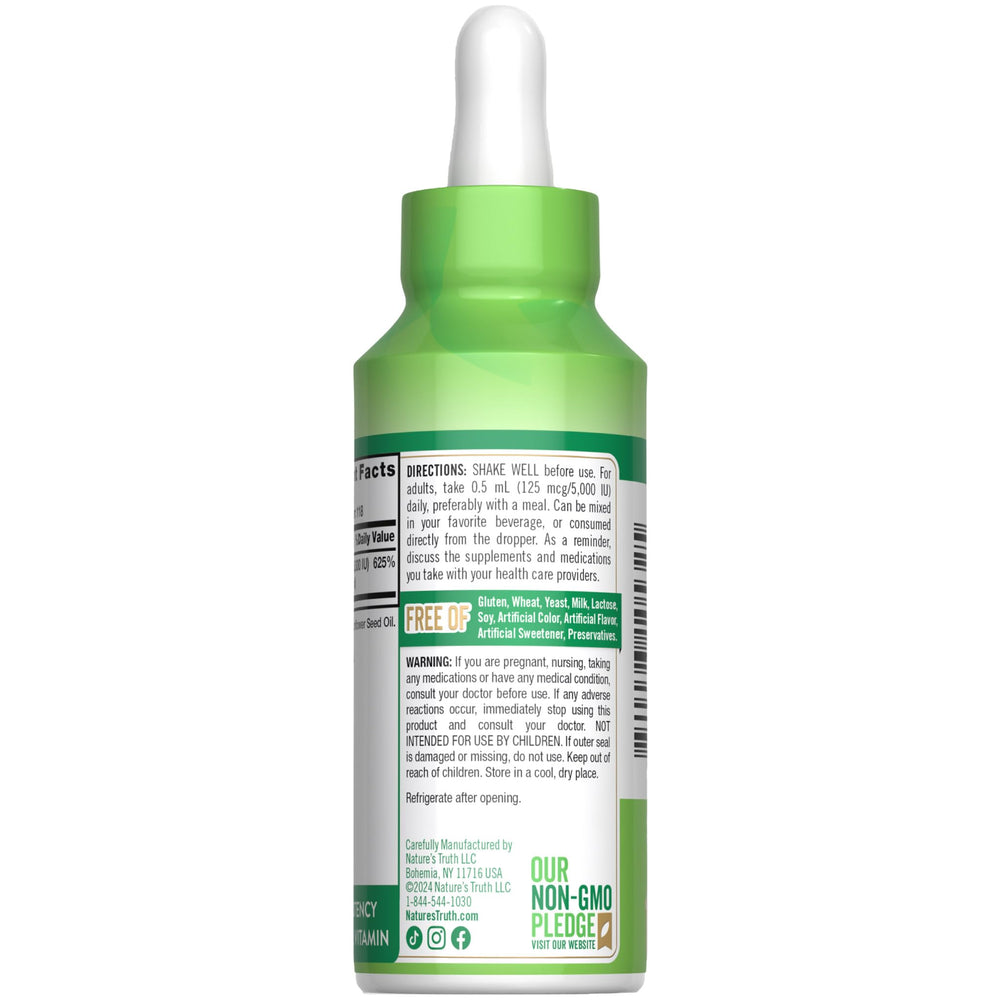 Nature's Truth Vitamin D3 Liquid usage shows convenient daily administration.