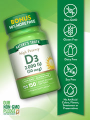 Nature's Truth Vitamin D3 softgel being poured for daily use