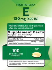 Close-up of Nature's Truth Vitamin E softgels highlighting smooth, easy-to-swallow capsules