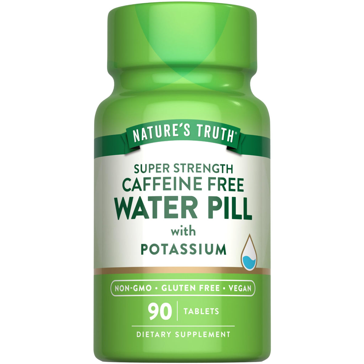 Nature's Truth Water Pill Potassium bottle with hydration sign on label.