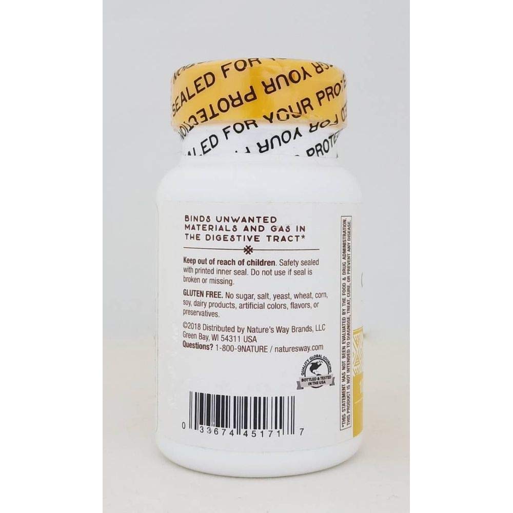 Nature's Way Activated Charcoal Hi Po capsules closeup highlighting individual capsules for quick intake