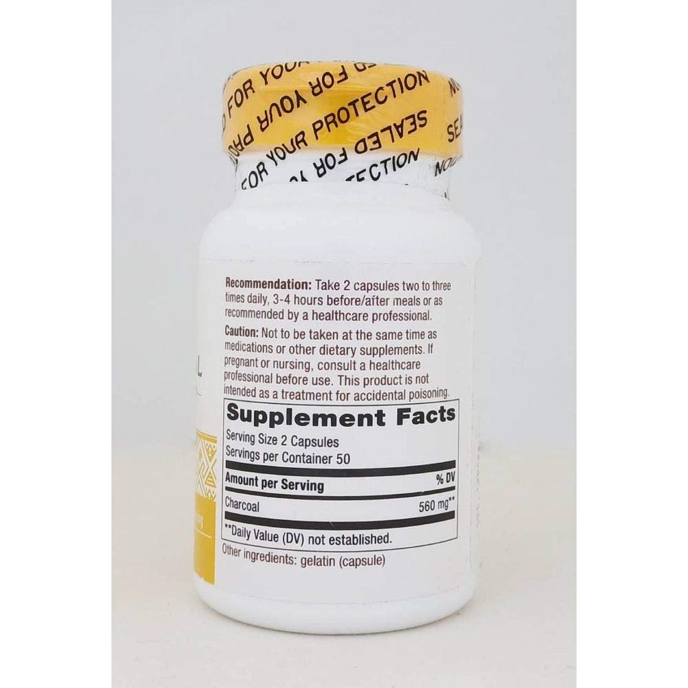 Nature's Way Activated Charcoal Hi Po label closeup showing high potency formula for adsorption