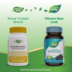 Nature's Way Activated Charcoal label front highlighting gluten-free formula