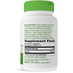 Nature's Way Activated Charcoal label highlights certified quality standards.