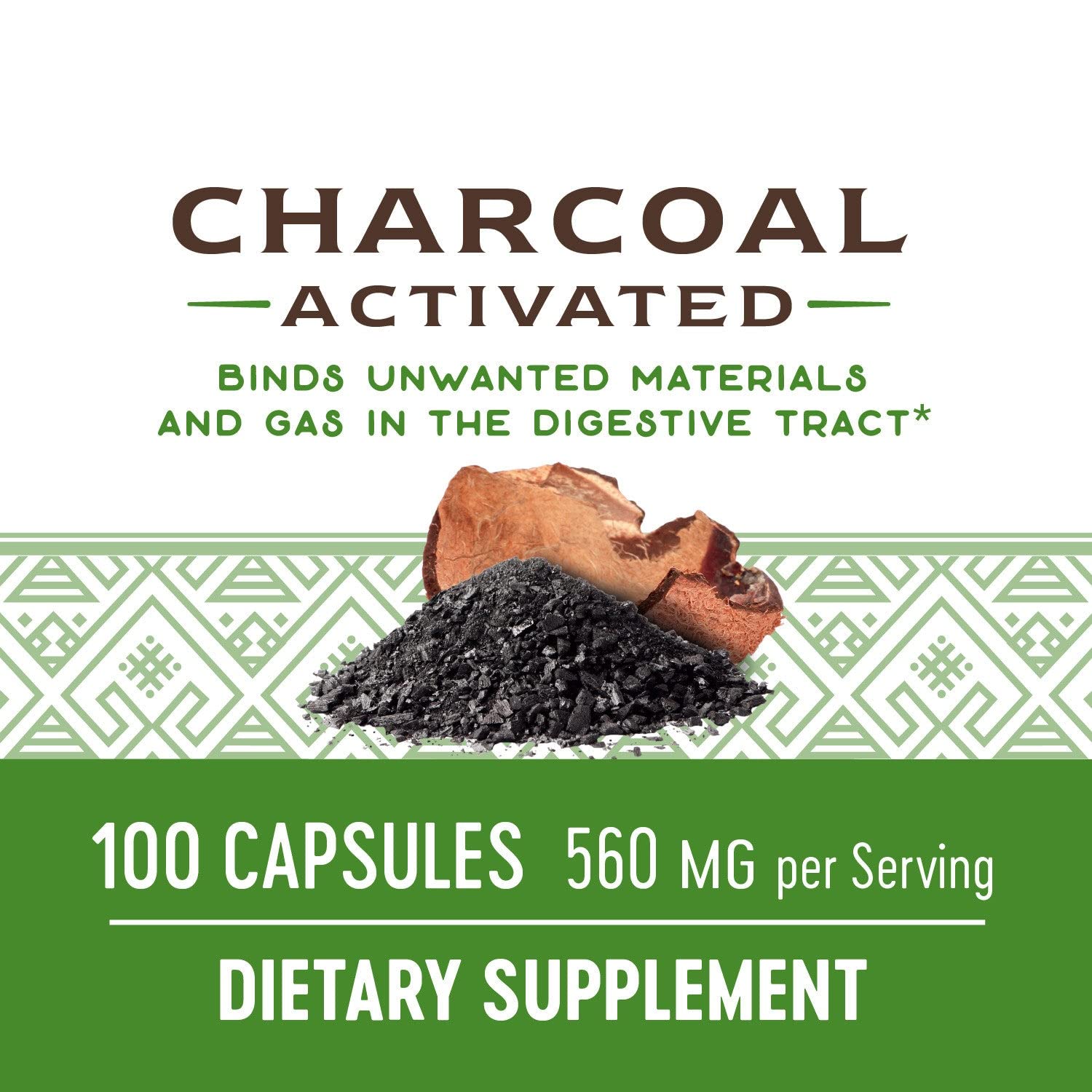 Nature's Way Activated Charcoal close-up of porous surface.