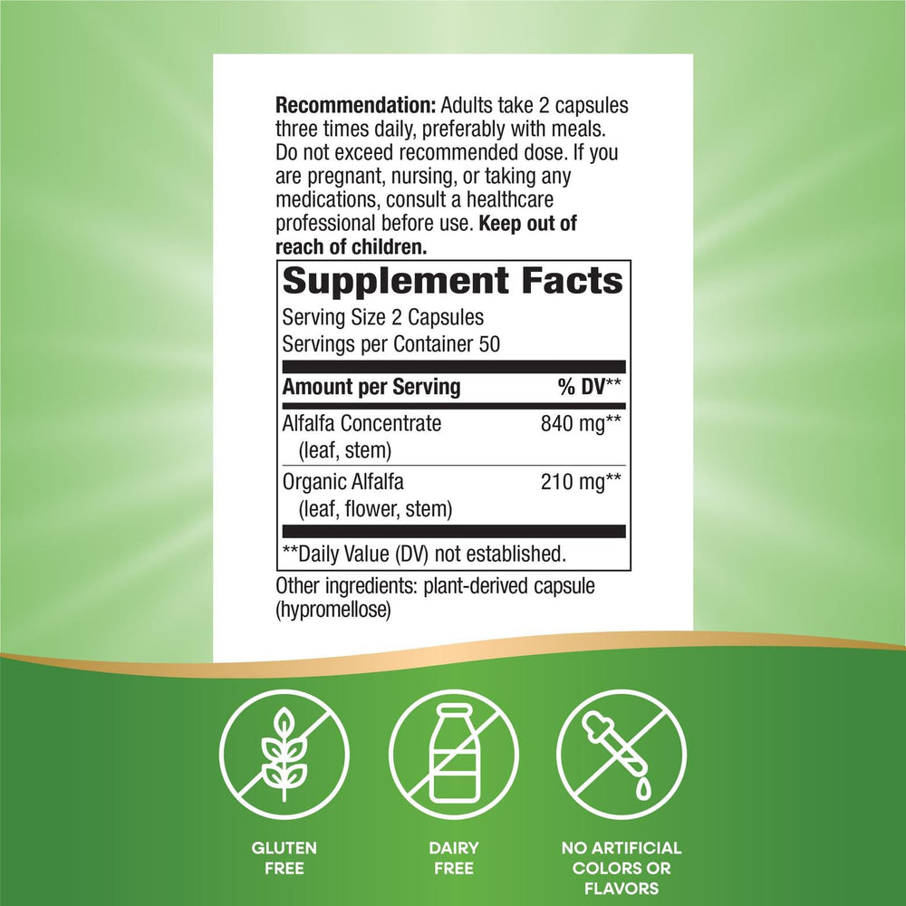Close-up of Nature's Way Alfa-Max capsules for easy-to-swallow herbal capsules