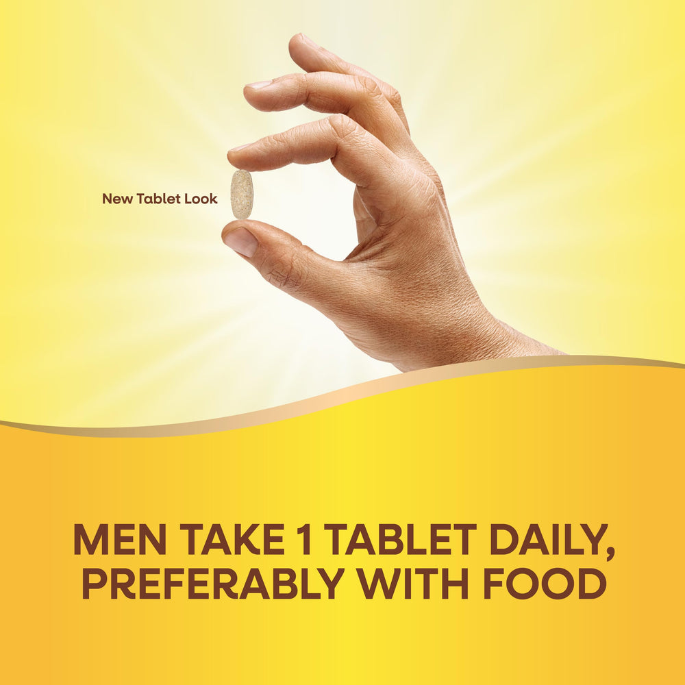 Nature's Way Alive! Men's Complete Multivitamin ingredients panel highlights orchard fruits and garden veggies blend.