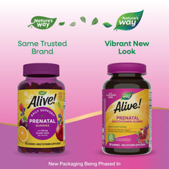 Nature's Way Alive Prenatal gummies close-up view of orange flavor for daily prenatal nourishment