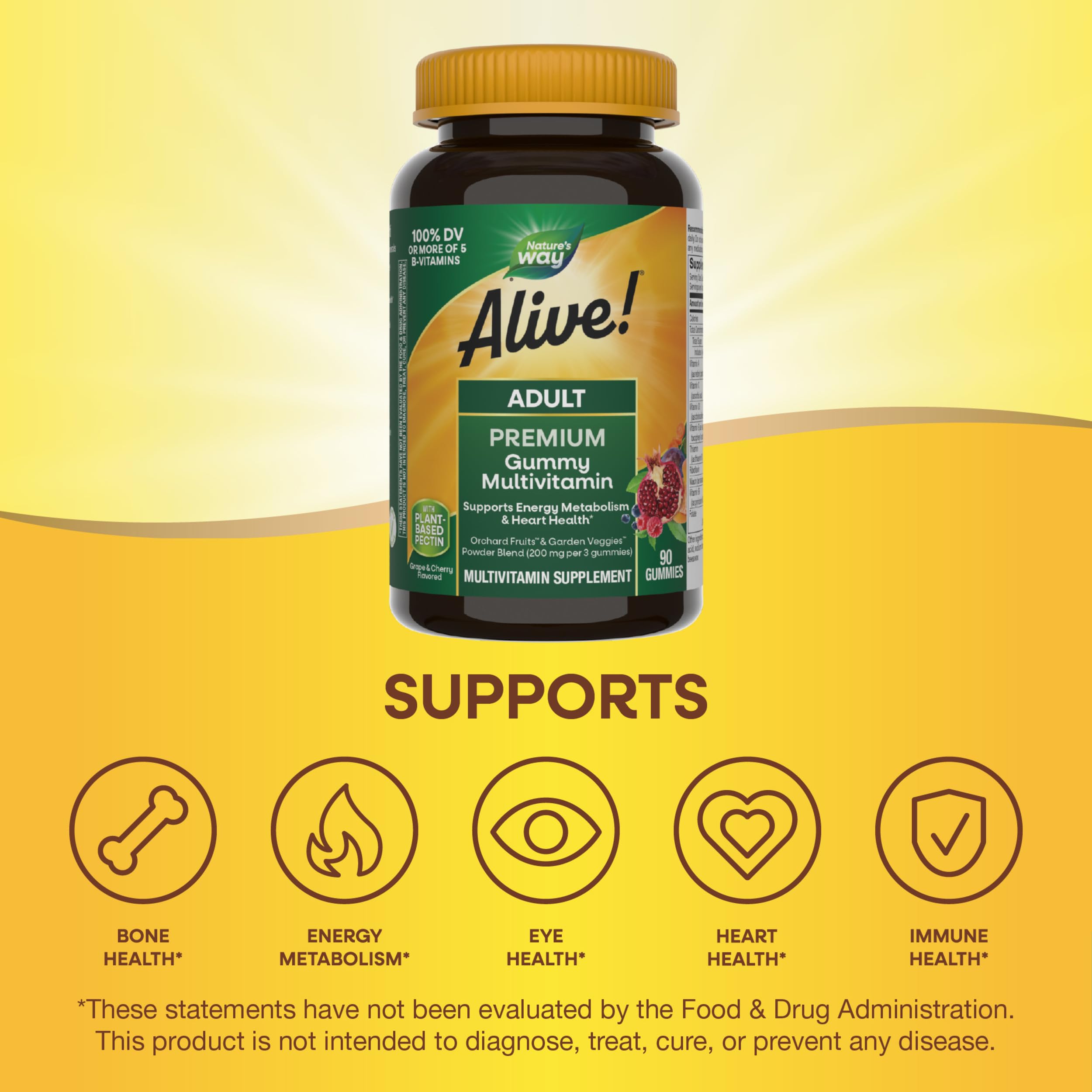 Nature's Way Alive! gummies dispensing jar for convenient daily energy support