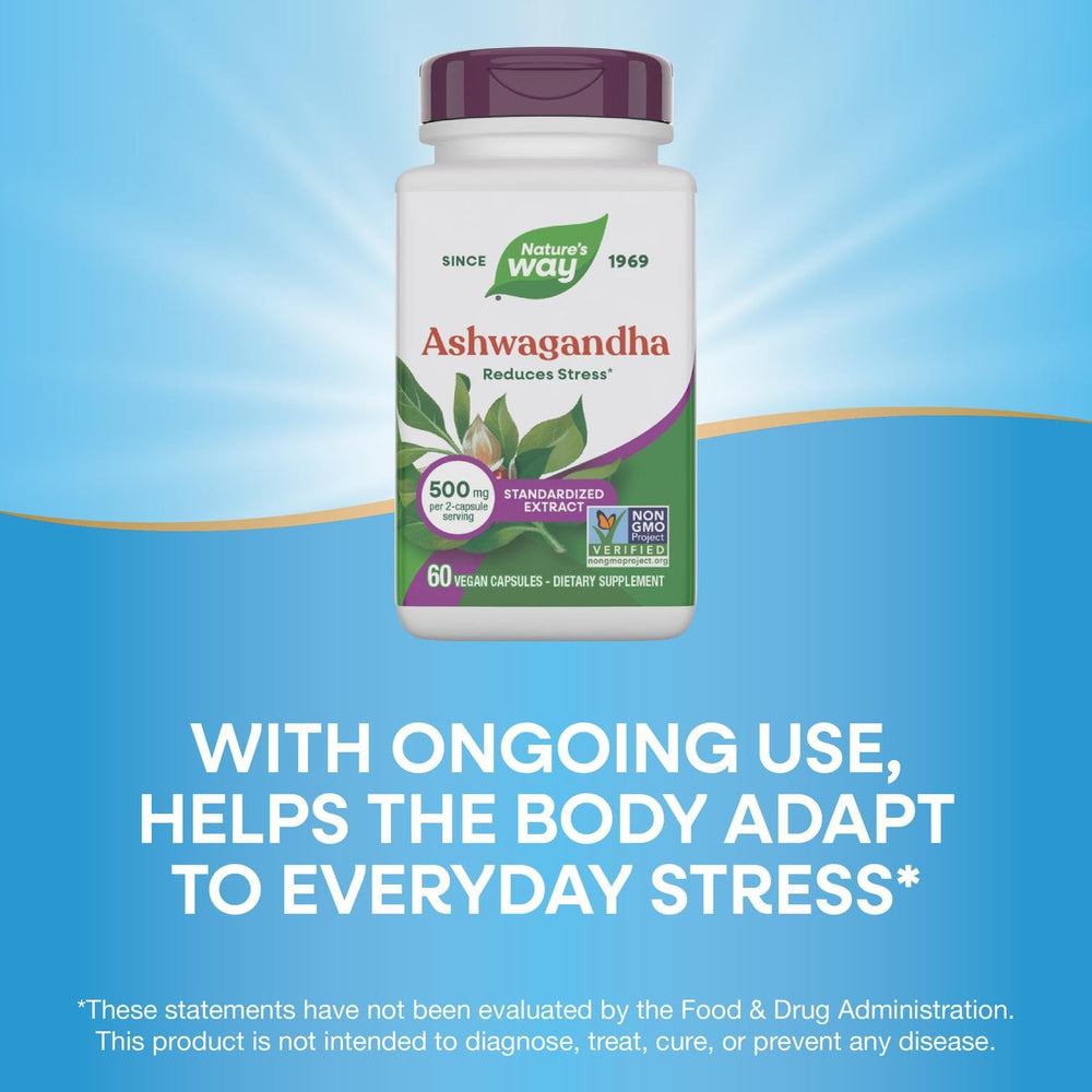 Nature's Way Ashwagandha daily-use image demonstrates adaptogenic support in routines.