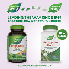 Nature's Way Astragalus Root label detail highlighting gluten-free claim.