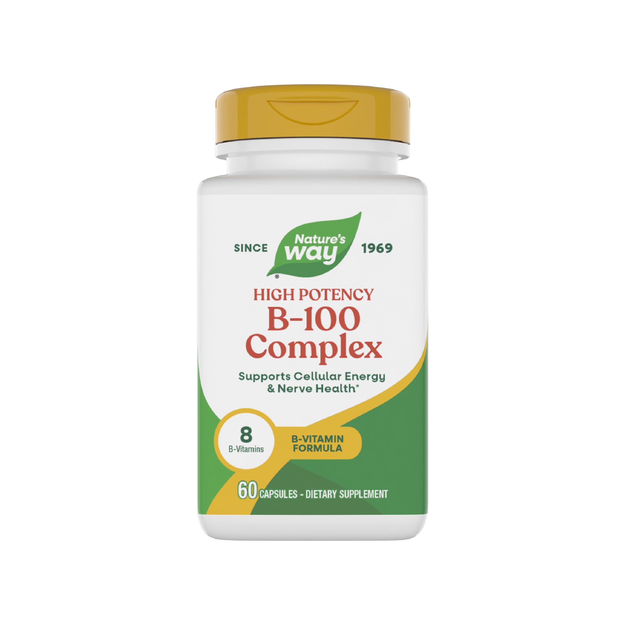 Nature's Way B-100 Complex bottle-front view promoting daily energy support