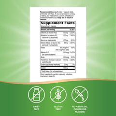 Nature's Way B-100 Complex label close-up showing gluten-free formulation for dietary needs