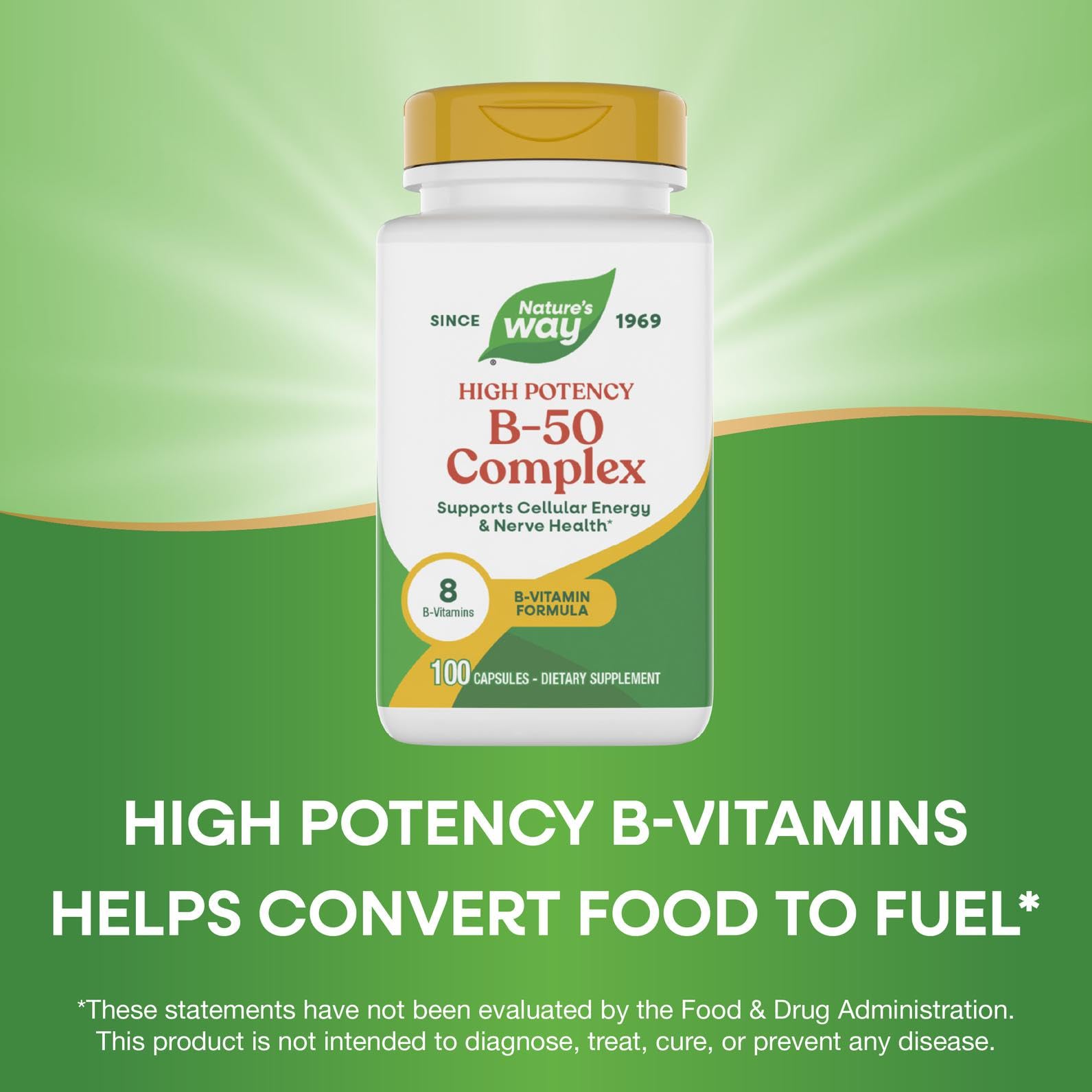 Nature's Way B-50 Complex gluten-free symbol signals allergen-conscious formulation