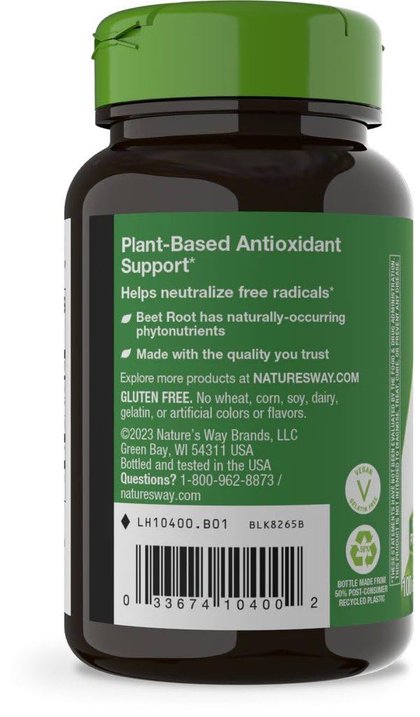 Nature's Way Beet Root 100C 2Pack bottle back label with Tru-ID authenticity