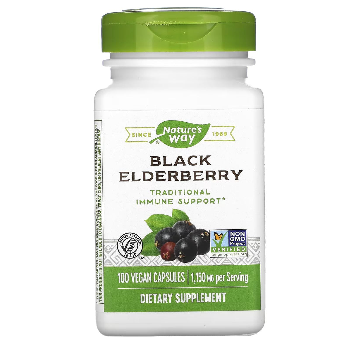 Nature's Way Black Elderberry bottle front view for daily immune support.