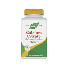 Nature's Way Calcium Citrate bottle showing 500 mg per 2 capsules for bone support.