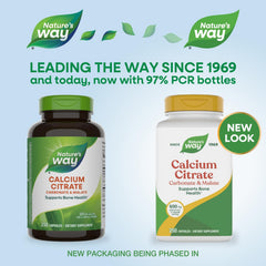 Nature's Way Calcium Citrate capsules ready for daily use and muscle function support.