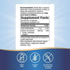 Nature's Way Calcium Citrate label highlights gluten-free and allergen-free formula.