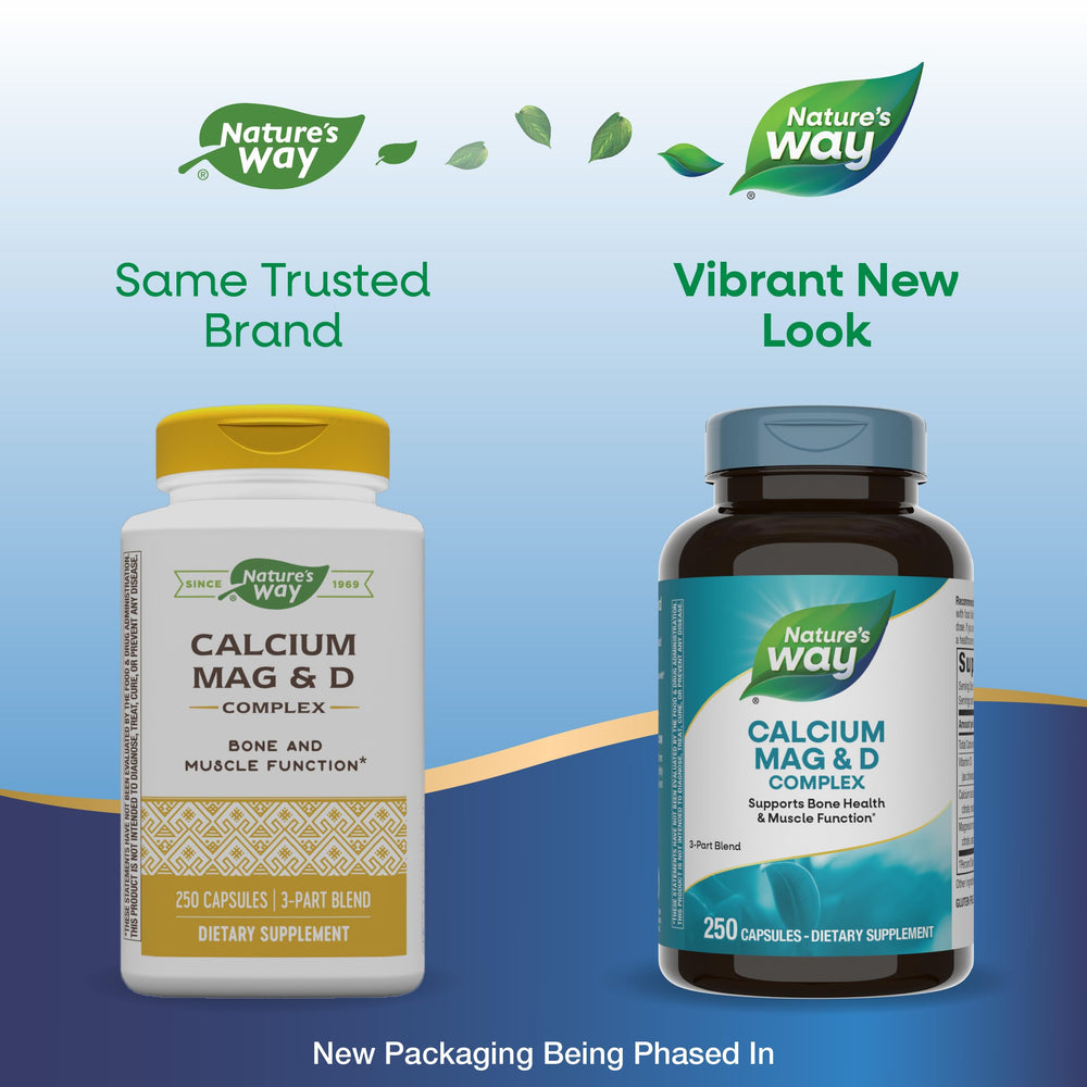 Nature's Way Calcium Magnesium D3 Complex capsules ideal for daily muscle function